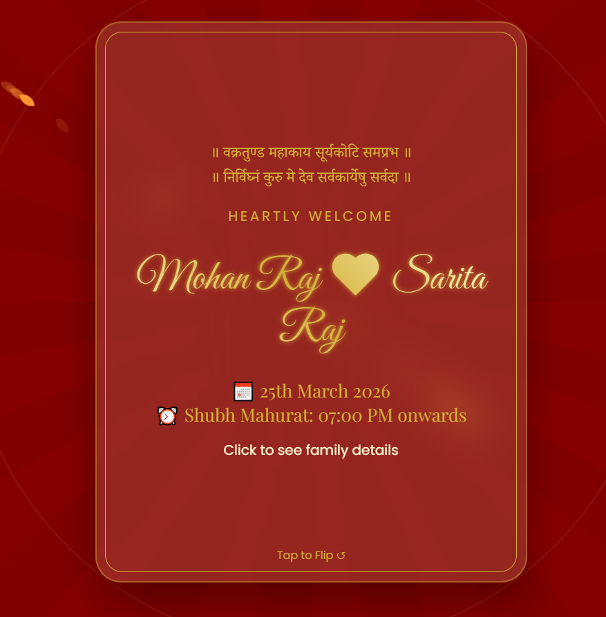 Traditional Indian Wedding Invitation Card project screenshot