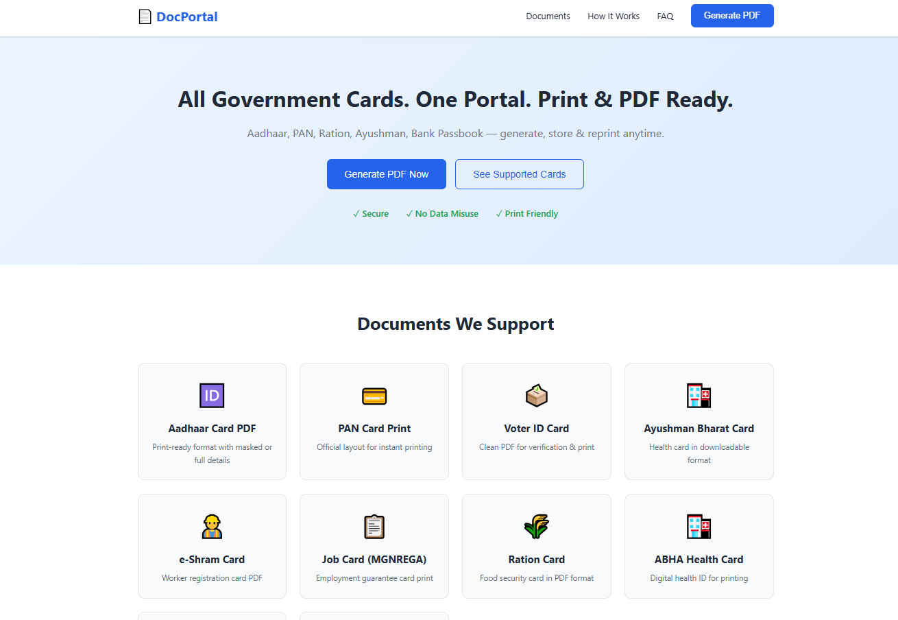 Print Portal & Digital Document Generator project screenshot